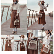 Cwatcun D82 Bundle Drawstring Lens Bag PU Crossbody Camera Bag(Coffee)