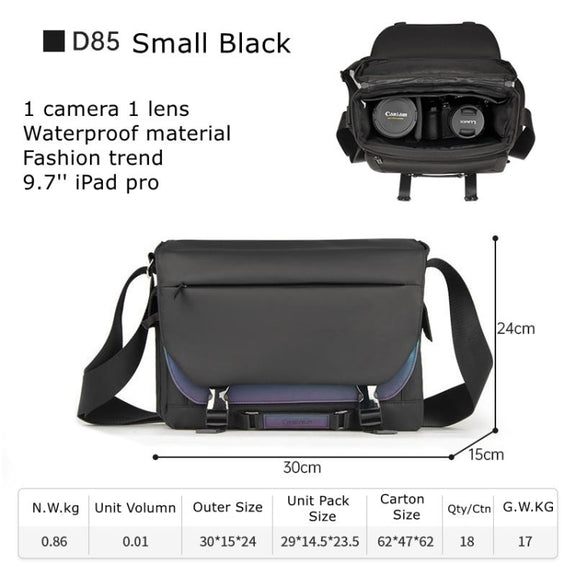 Cwatcun D85 Camera Bag Side Quick Access Camera Messenger Case Water-resistant Bag, Size:30 x 15 x 24cm Small(Black)
