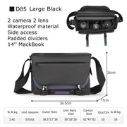 Cwatcun D85 Camera Bag Side Quick Access Camera Messenger Case Water-resistant Bag, Size:36.5 x 17 x 26cm Large(Black)