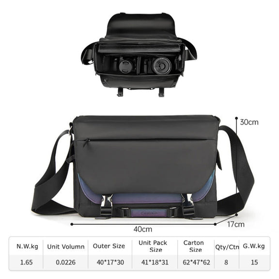 Cwatcun D85 Camera Bag Side Quick Access Camera Messenger Case Water-resistant Bag, Size:40 x 17 x 30cm XL(Black)