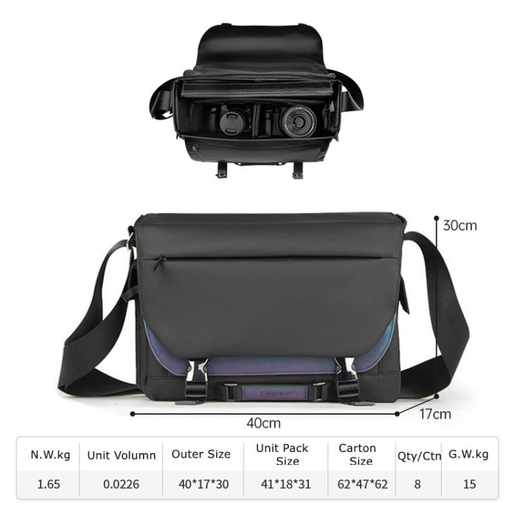 Cwatcun D85 Camera Bag Side Quick Access Camera Messenger Case Water-resistant Bag, Size:40 x 17 x 30cm XL(Black)