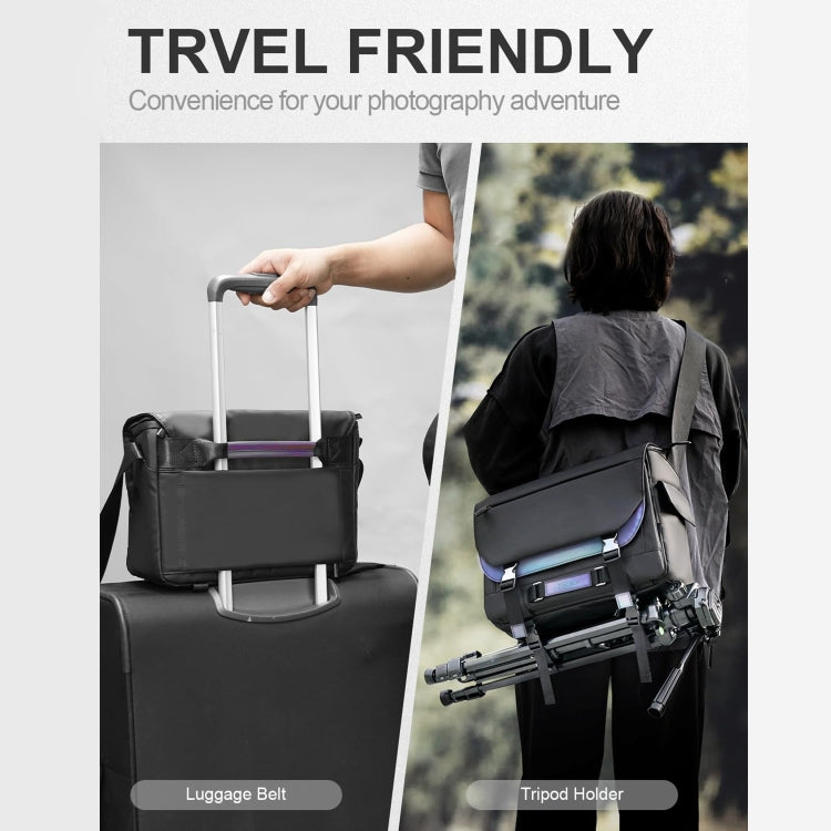 Cwatcun D85 Camera Bag Side Quick Access Camera Messenger Case Water-resistant Bag, Size:40 x 17 x 30cm XL(Black)