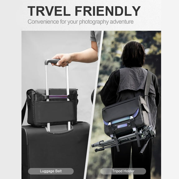 Cwatcun D85 Camera Bag Side Quick Access Camera Messenger Case Water-resistant Bag, Size:40 x 17 x 30cm XL(Black)