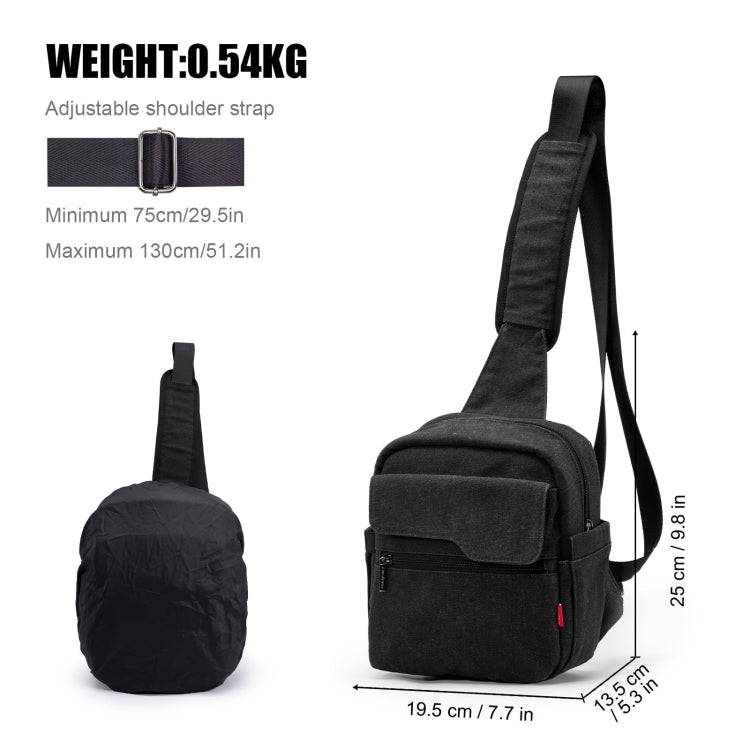 Cwatcun D93 Camera Bag Canvas Shoulder Bag, Size:19.5 x 13.5 x 25cm Black