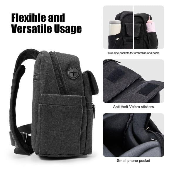Cwatcun D93 Camera Bag Canvas Shoulder Bag, Size:19.5 x 13.5 x 25cm Black