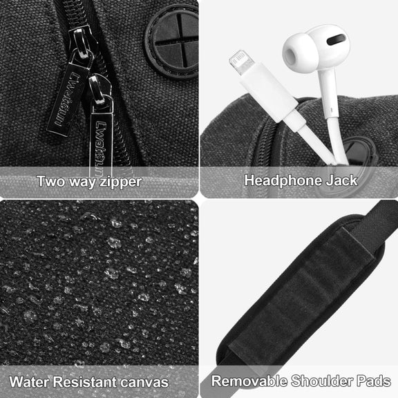 Cwatcun D93 Camera Bag Canvas Shoulder Bag, Size:19.5 x 13.5 x 25cm Black