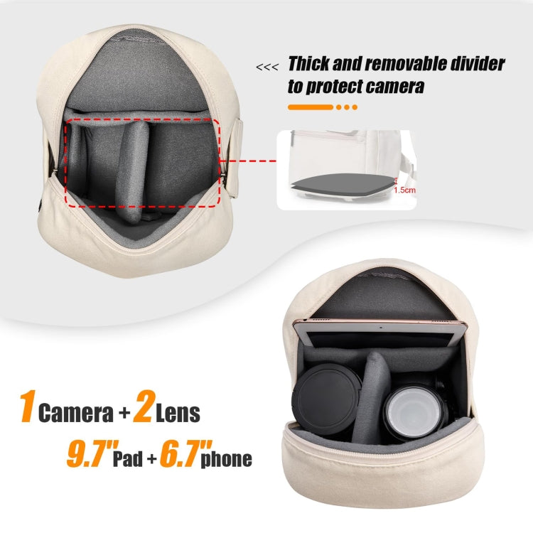 Cwatcun D93 Camera Bag Canvas Shoulder Bag, Size:21 x 14 x 30cm Beige