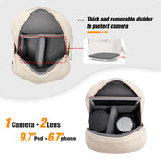 Cwatcun D93 Camera Bag Canvas Shoulder Bag, Size:21 x 14 x 30cm Beige