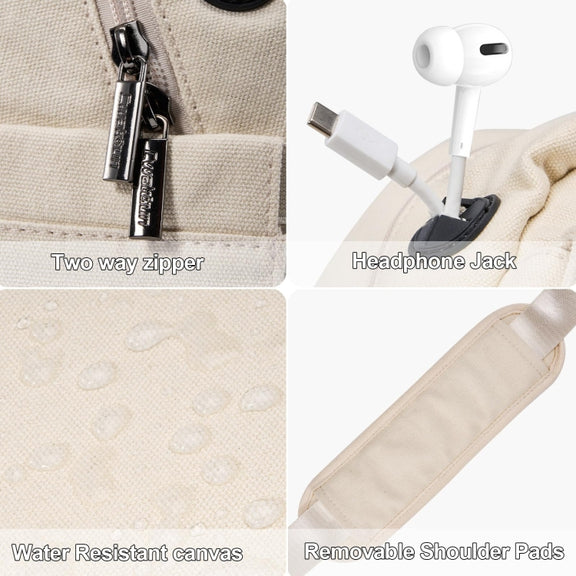 Cwatcun D93 Camera Bag Canvas Shoulder Bag, Size:21 x 14 x 30cm Beige