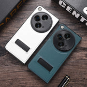 For OPPO Find N3 / OnePlus Open PC + Leather Texture Phone Case with Metal Holder(Black)