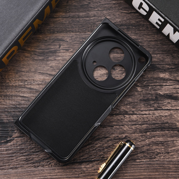 For OPPO Find N3 / OnePlus Open PC + Leather Texture Phone Case with Metal Holder(Black)