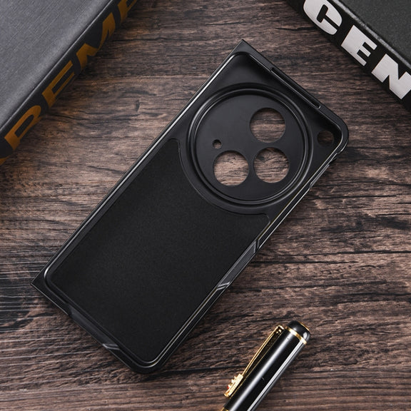 For OPPO Find N3 / OnePlus Open PC + Leather Texture Phone Case with Metal Holder(Black)