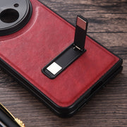 For OPPO Find N3 / OnePlus Open PC + Leather Texture Phone Case with Metal Holder(Black)