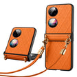 For Huawei P50 Pocket SULADA Elegant Rhombic Texture Folding Phone Case with Lanyard(Orange) - free shipping - PMC TechLife - Order now!