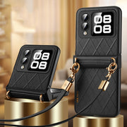 For Huawei nova Flip SULADA Elegant Rhombic Texture Folding Phone Case with Lanyard(Black)