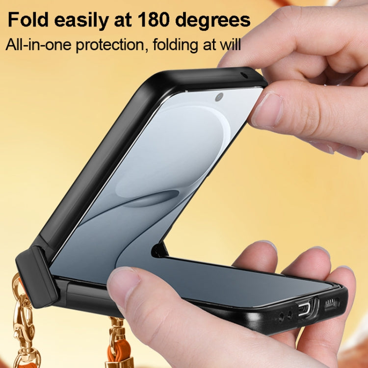 For Huawei nova Flip SULADA Elegant Rhombic Texture Folding Phone Case with Lanyard(Black)