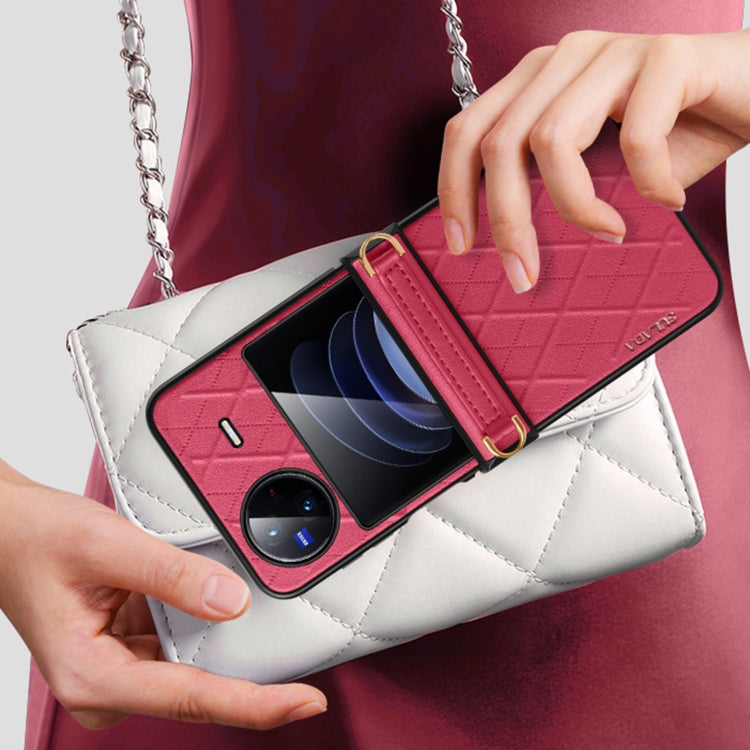 For vivo X Flip SULADA Elegant Rhombic Texture Folding Phone Case with Lanyard(White)