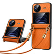 For vivo X Flip SULADA Elegant Rhombic Texture Folding Phone Case with Lanyard(Orange) - vivo Cases by SULADA | Online Shopping South Africa | PMC TechLife | Buy Now Pay Later Mobicred