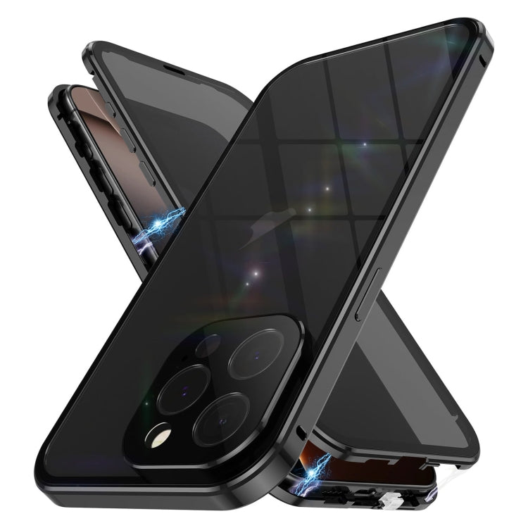 For iPhone 16 Pro Max Anti-peeping Magnetic Double-sided Tempered Glass Phone Case(Black)