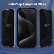 For iPhone 15 Pro Anti-peeping Magnetic Double-sided Tempered Glass Phone Case(Blue)