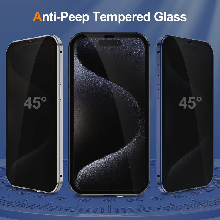For iPhone 16 Pro Max Anti-peeping Magnetic Double-sided Tempered Glass Phone Case(Grey)