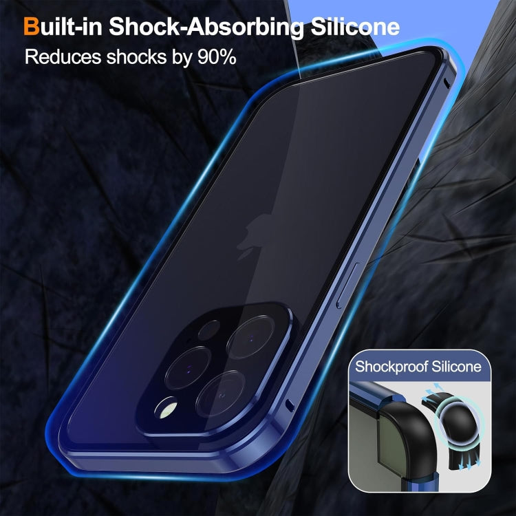 For iPhone 15 Pro Anti-peeping Magnetic Double-sided Tempered Glass Phone Case(Blue)