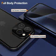 For iPhone 15 Pro Anti-peeping Magnetic Double-sided Tempered Glass Phone Case(Blue)