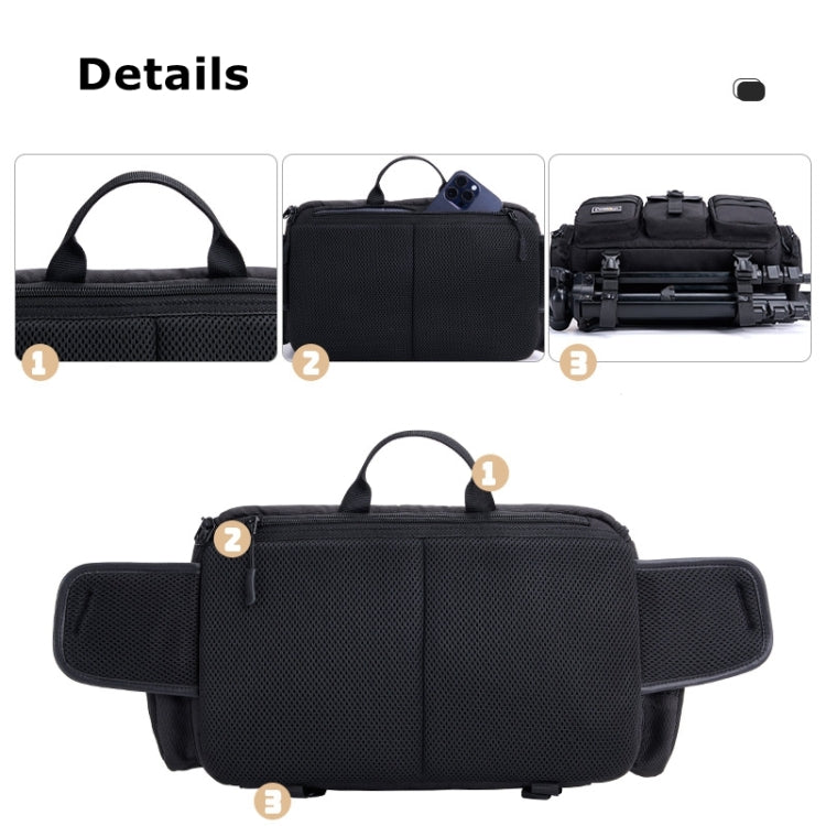 Cwatcun D96 Waist Camera Bag Sling Shoulder Camera Bag, Size:29.5 x 17.5 x 18cm(Black)