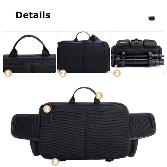 Cwatcun D96 Waist Camera Bag Sling Shoulder Camera Bag, Size:29.5 x 17.5 x 18cm(Black)