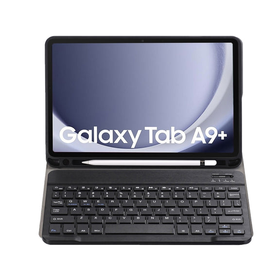 For Samsung Galaxy Tab A9+ X210/X215/X215 A09B Candy Color TPU Bluetooth Keyboard Leather Tablet Case with Pen Holder(Black)