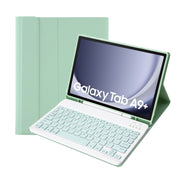 For Samsung Galaxy Tab A9+ X210/X215/X215 A09B Candy Color TPU Bluetooth Keyboard Leather Tablet Case with Pen Holder(Light Green)
