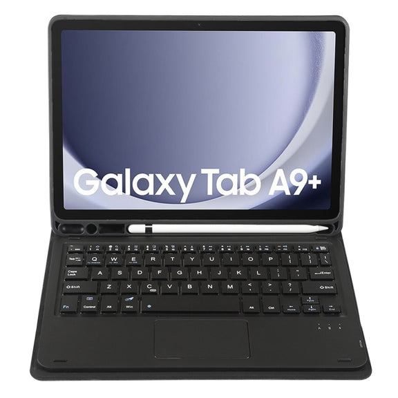 For Samsung Galaxy Tab A9+ X210/X215/X215 A09B-A Candy Color TPU Touch Bluetooth Keyboard Leather Tablet Case with Pen Holder(Black)