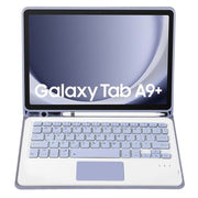 For Samsung Galaxy Tab A9+ X210/X215/X215 A09B-A Candy Color TPU Touch Bluetooth Keyboard Leather Tablet Case with Pen Holder(Purple)