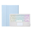 For Samsung Galaxy Tab A9+ X210/X215/X215 A09B-AS Candy Color Touch Backlight Bluetooth Keyboard Leather Tablet Case with Pen Holder(Ice Blue) - Samsung Keyboard by PMC TechLife | Online Shopping South Africa | PMC TechLife