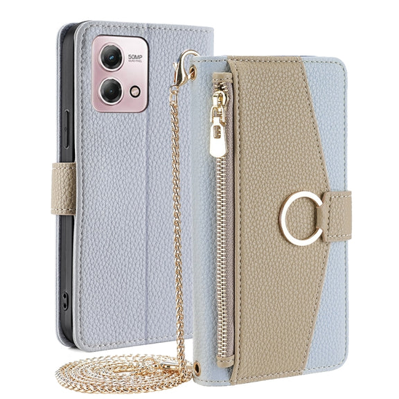 For Motorola Moto G Stylus 2023 4G Crossbody Litchi Texture Leather Phone Case(Blue)