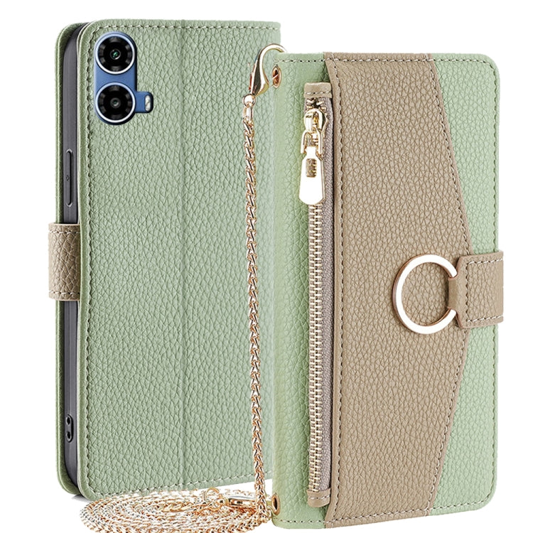 For Motorola Moto G34 5G Crossbody Litchi Texture Leather Phone Case(Green)