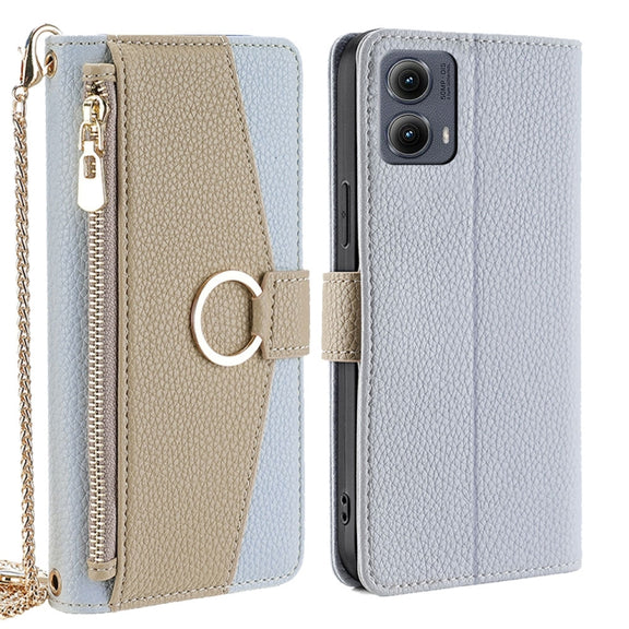For Motorola Edge 5G 2024 Crossbody Litchi Texture Leather Phone Case(Blue)