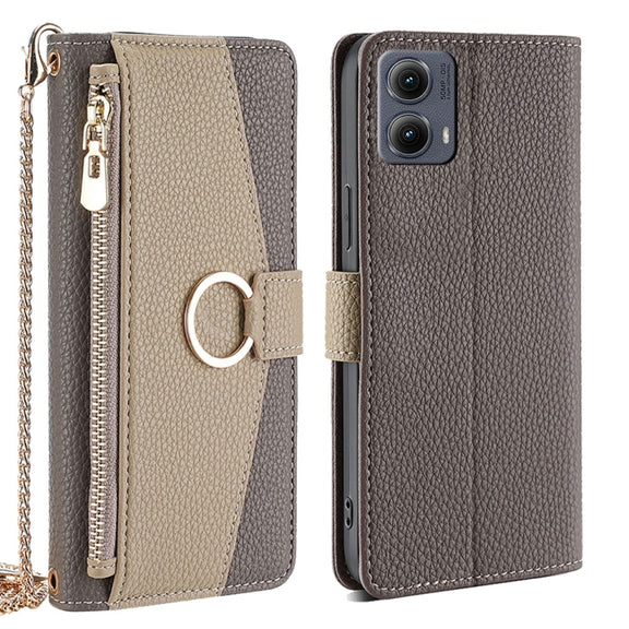 For Motorola Edge 5G 2024 Crossbody Litchi Texture Leather Phone Case(Grey)