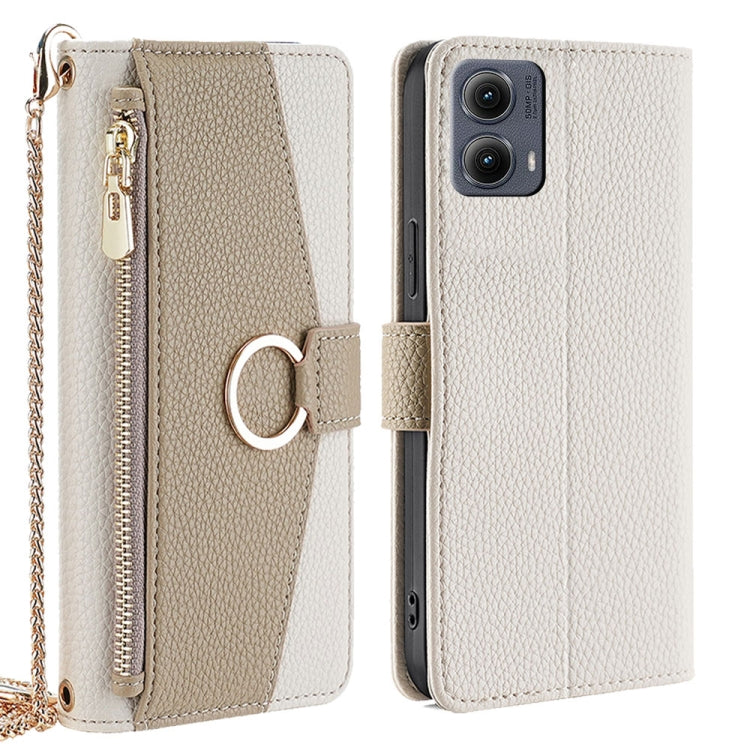 For Motorola Edge 5G 2024 Crossbody Litchi Texture Leather Phone Case(White)