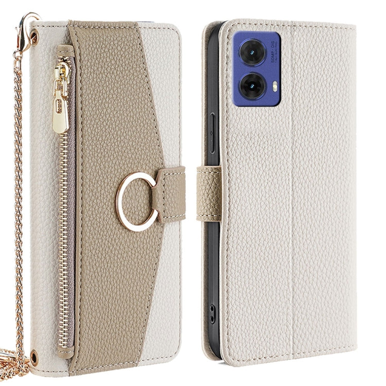 For Motorola Moto G85 5G Crossbody Litchi Texture Leather Phone Case(White)
