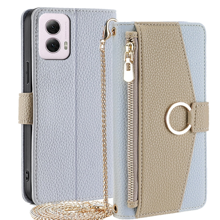 For Motorola Moto G Power 5G 2024 Crossbody Litchi Texture Leather Phone Case(Blue)