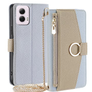 For Motorola Moto G Power 5G 2024 Crossbody Litchi Texture Leather Phone Case(Blue)