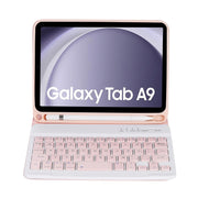 For Samsung Galaxy Tab A9 X110/X115 A221B Candy Color TPU Bluetooth Keyboard Leather Tablet Case with Pen Holder(Pink)