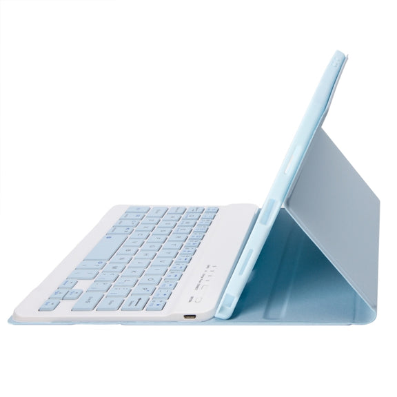 For Samsung Galaxy Tab A9 X110/X115 A221B Candy Color TPU Bluetooth Keyboard Leather Tablet Case with Pen Holder(Ice Blue)
