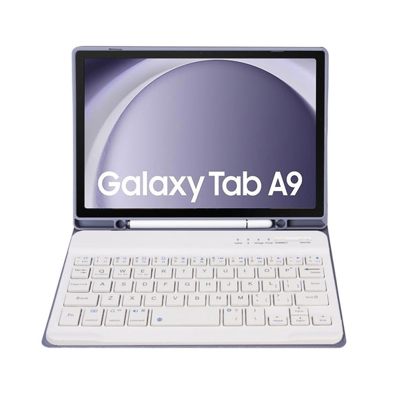 For Samsung Galaxy Tab A9 X110/X115 A221B Candy Color TPU Bluetooth Keyboard Leather Tablet Case with Pen Holder(Purple)