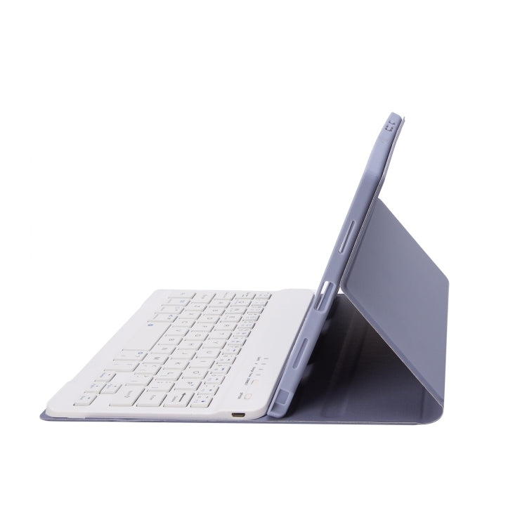 For Samsung Galaxy Tab A9 X110/X115 A221B Candy Color TPU Bluetooth Keyboard Leather Tablet Case with Pen Holder(Purple)