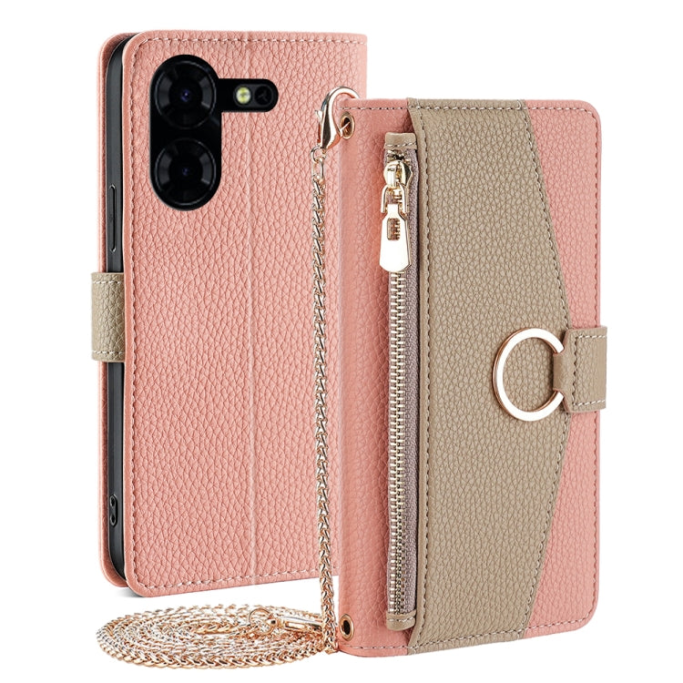 For Tecno Pova 5 Pro Crossbody Litchi Texture Leather Phone Case(Pink)