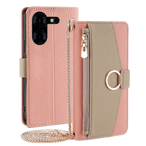 For Tecno Pova 5 Pro Crossbody Litchi Texture Leather Phone Case(Pink)