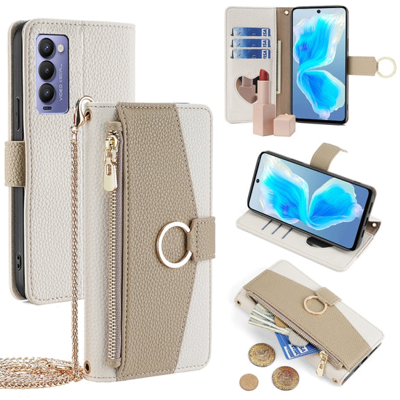 For Tecno Camon 18 / 18 P Crossbody Litchi Texture Leather Phone Case(White)