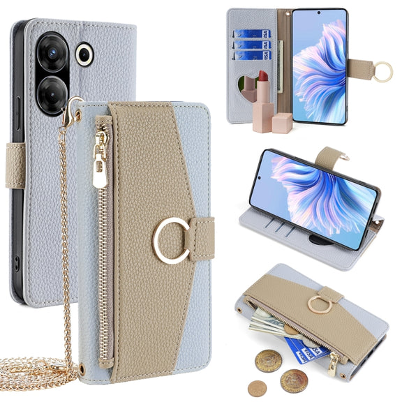 For Tecno Camon 20 Pro 5G Crossbody Litchi Texture Leather Phone Case(Blue)